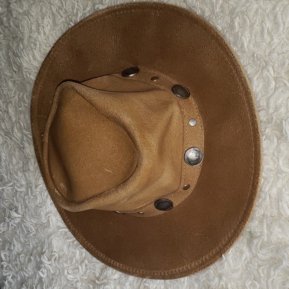 Minnetonka The Outback Leather Hat Buffalo Nickel Detail LightTan Small - Picture 7 of 13